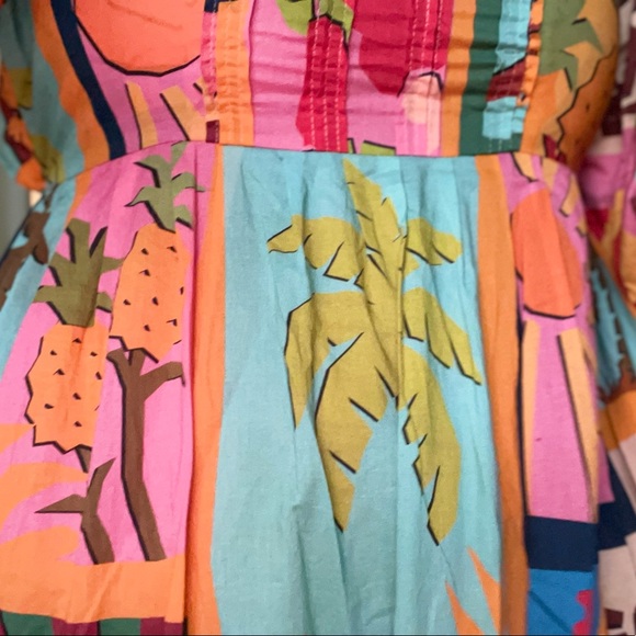 FARM RIO Tropical collage midi dress multicolor Small - Picture 10 of 16